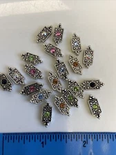 Swarovski Crystal Silver Plated Metal Sliders Spacer Beads Multicolor 20 Pieces