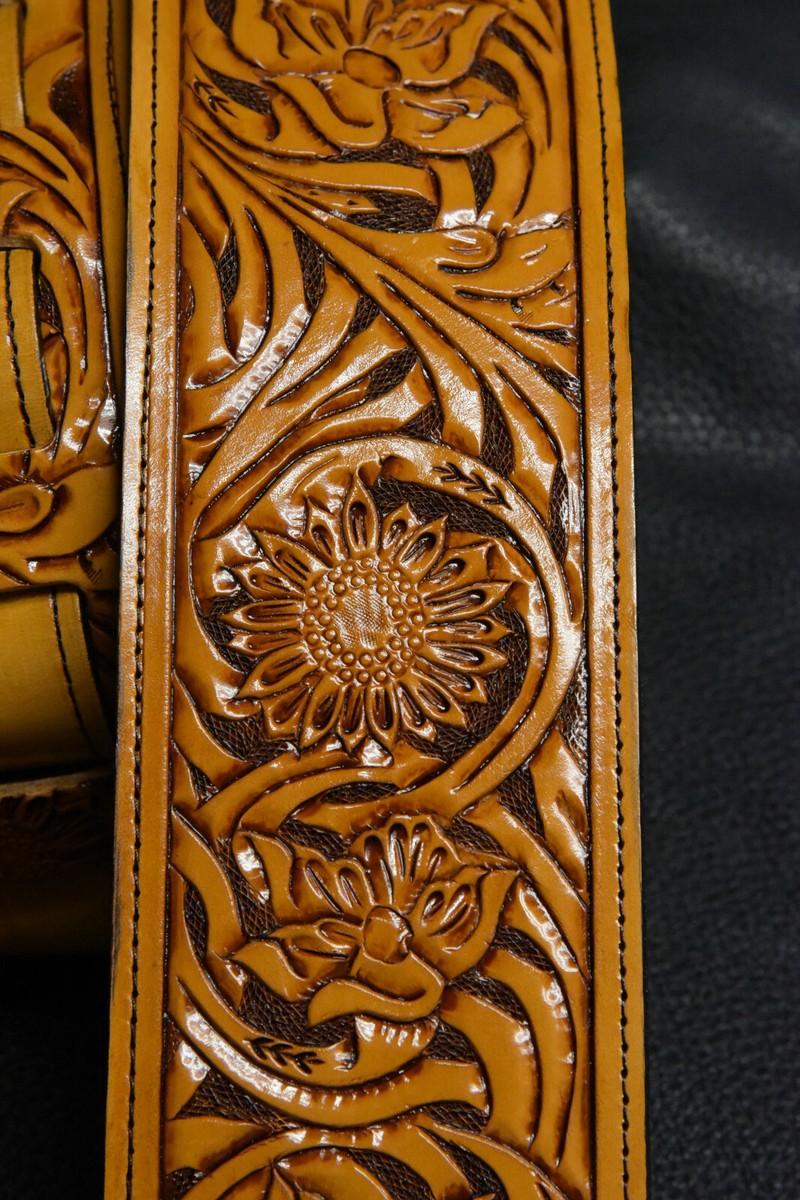 todayful ストラップ Leather guitar strap all hand tooled and dyed 3