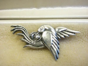 Vintage Southwestern Sterling Silver Mexico Mother Mocking Jay Pin Brooch 925