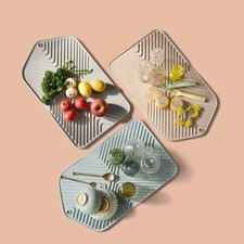2pc Kitchen Counter 19"X12" Dish Drying Mat with Hook Quick Dry Non-Slip Pad