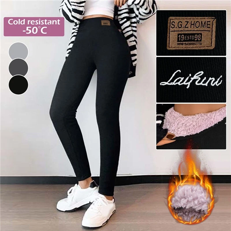 Women Winter Thick Fleece Tight Leggings Thermal Pants Lined Soft Warm Stretchy
