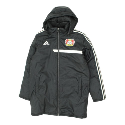 Bayer Leverkusen Bench Mantel | Vintage Herren Adidas gesteppt schwarz Fußball Kapuze