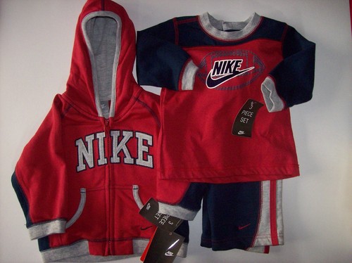 Nike Outfit 3pc Set Jacket Shirt Pants Baby Boys 6-9 Mos Blue Football New