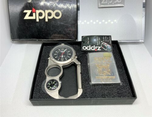 Unused ZIPPO Limited Edition Lighter &amp; HANG-X Multi-Tool Watch Light Compass Set