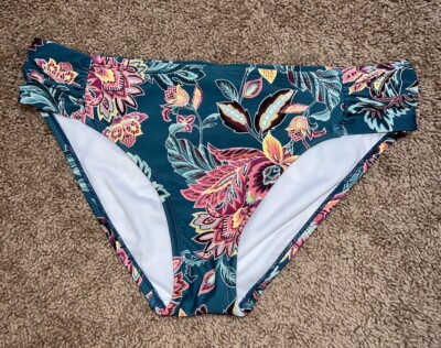 Wonderly Teal Floral Bikini Swim Bottoms - Large - NWOT