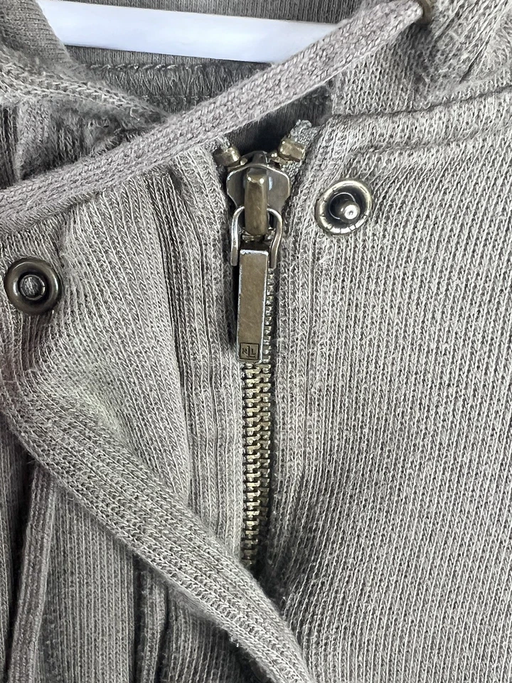 复古女式 LRL Polo Ralph Lauren 连帽夹克绿色 L 全拉链/纽扣 L/S — 第 4/4 张图片