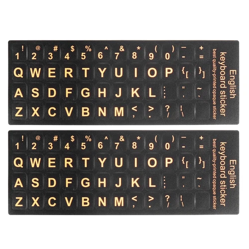 English Stickers, 2pcs Cover Style 2, Black Background Orange Lettering