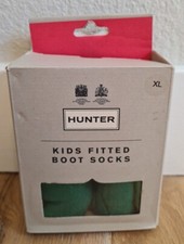Hunter Boots Kids Fitted Winter Socks Green Size XL 4 6 Fleece Boy Girl NEW NIB
