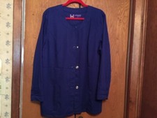 Women's Urbane long sleeve button down navy nursing scrub jacket size XLG