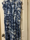 Rock & Republic Blue, White Button Jumpsuit Marble/Tie Dye Print Size XXL, Used — photo 6