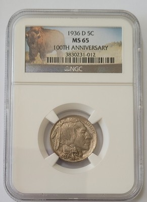BUFFALO NICKEL 1936 D 5C MS-65 | $80.00