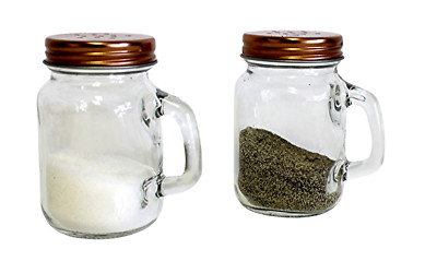 Retro Mason Jar Salt & Pepper Shaker Set   Clear Glass w/ Steel Lids, 3.25''