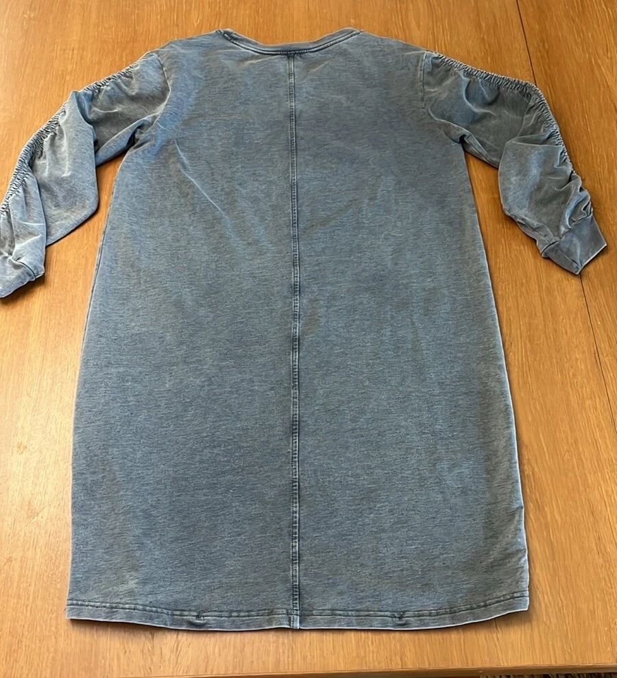 VETEMENTS Mini Abito T Shirt Jane & Delancy Grigio Manica Rouched Elasticizzato Lavaggio Acido Taglia S