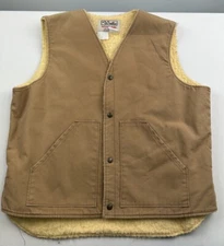 Vintage Walls Blizzard Pruf Canvas Vest Mens XL Regular Brown Sherpa Lined USA