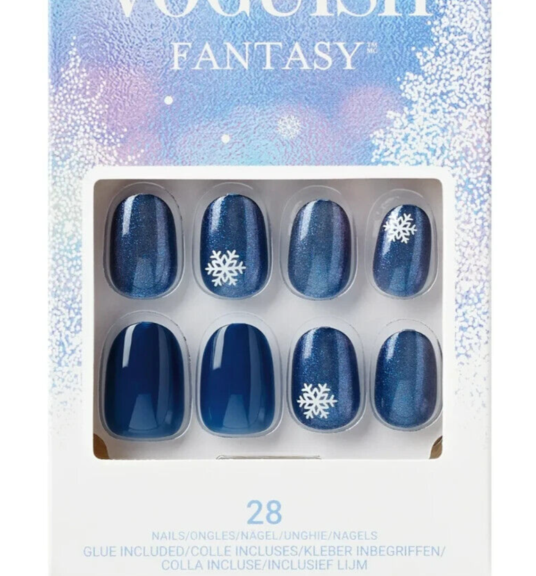KISS VOGUISH FANTASY GLUE-ON FALSE NAILS  CHRISTMAS  SHORT LENGTH  MERRY CLAUSE