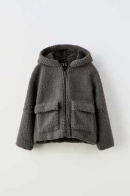 ZARA NWT faux shearling jacket with hood size 6-7 years