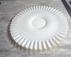Vintage Fenton Silver Crest Plate Dish Milk Glass Ruffled Edge Footed 15 3/4"