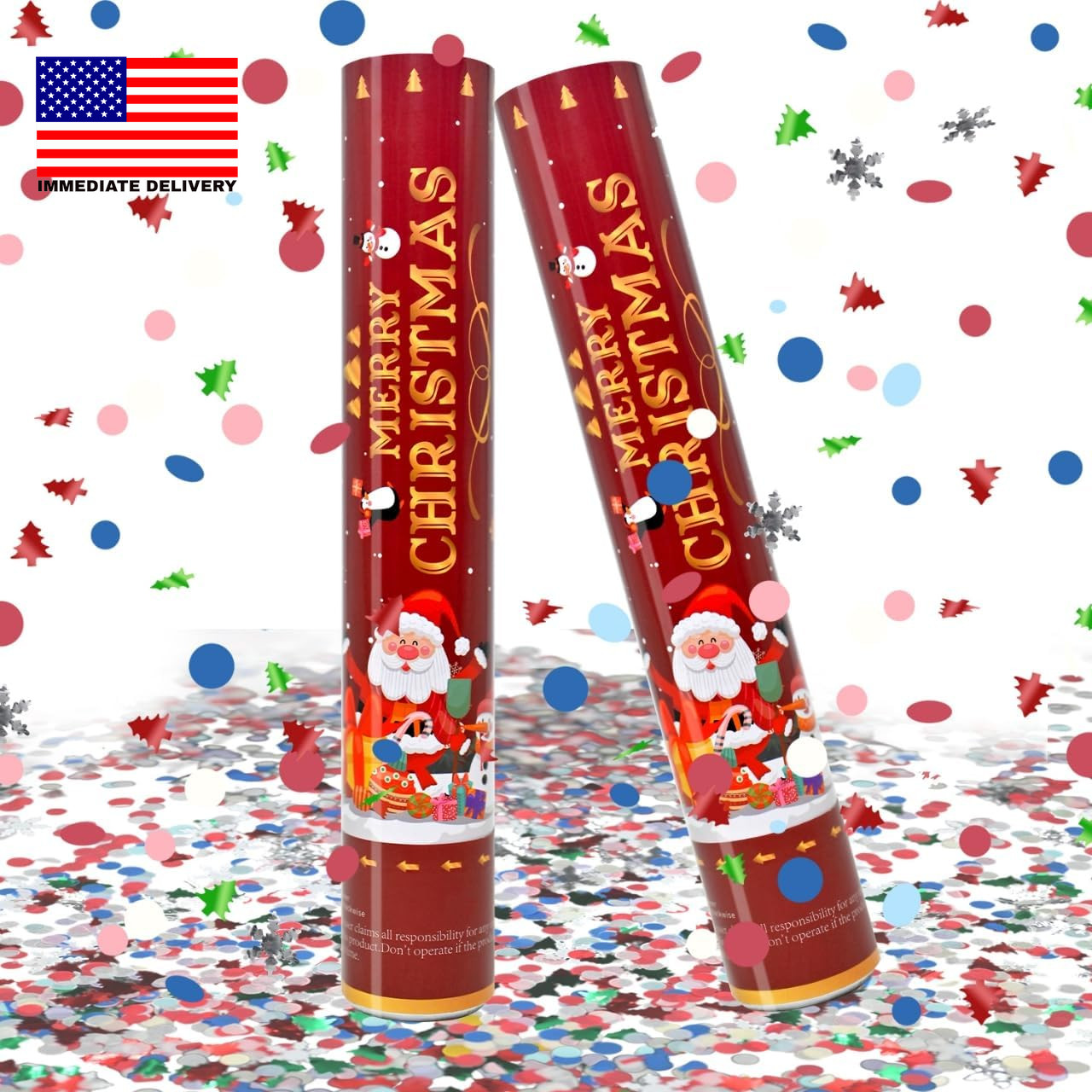 Confetti Cannon Christmas Multicolor Party Poppers 2 Pack Confetti Popper 12 Inc