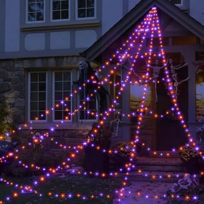 Halloween Spinnennetz leuchtend mit Spinnen Hof Garten Deko Außen Party Requisit