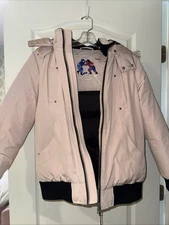 Authentic Light Pink Moose Knuckles Bomber Coat Girls Size XL Has Small Staining
