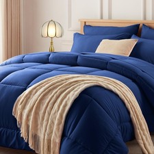 California King Comforter Set Blue - Bed in a Bag California King Size 7 Piec...