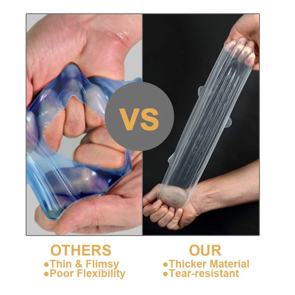 4 Pack Same Size Silicone Stretch Lids, Thicker Reusable Sturdy Silicone Cont... - Image 3 of 4