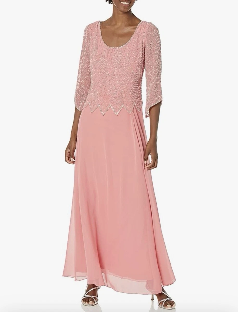 j kara evening dresses J Kara Women's 3 / 4 Sleeve Geo Beaded Dress Gown 1125NP size 14 dusty Blue  $299 main image 1