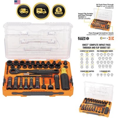 65500KNECT KNECT Impact Socket Set, SAE and Metric Pass Through Socket Set, 9...