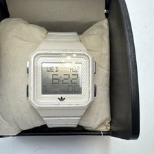 Retro Adidas Original mens LCD digital watch white Square ADH4056 NEW Battery