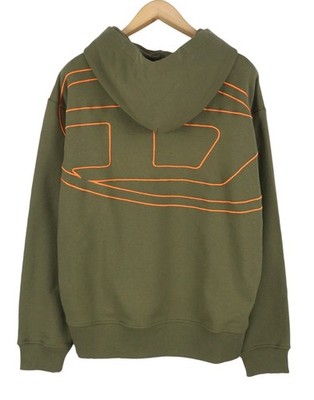 DIESEL S-Macs-Hood-Megoval-D Herren Hoodie L Khaki Grün Kängurutasche UVP250*