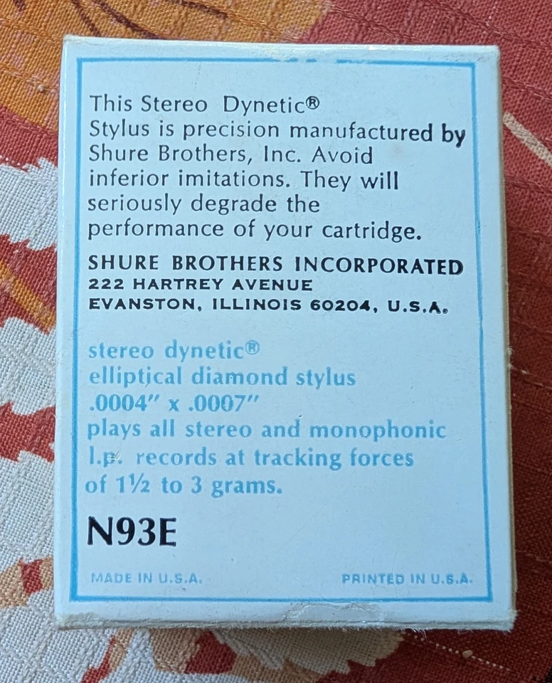 Agulha giratória fonógrafo Shure M93EP N93E 2215 2225 G-75 G-95 Hi Track N-93 - Imagem 4 de 4
