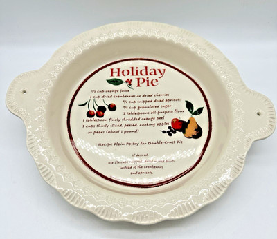 Vintage Hallmark Holiday Pie Plate Pie Double Crust Pastry Recipe USA