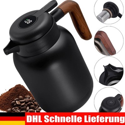 Thermoskanne mit Teesieb 1,5L Isolierkanne Edelstahl Teekanne Thermo Kaffeekanne