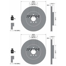 2x TEXTAR BREMSSCHEIBEN 325mm INNENBELÜFTET HINTEN passend für JAGUAR XE XF |