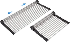 Large Telescopic Drain Rack Roll Black+Sliver Tube 12.79’’*21.25’’, Original 