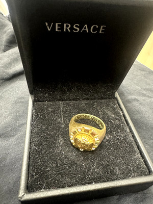 Authentic Official Versace Gold Diamond Medusa Ring Mens