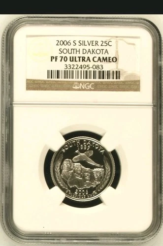 2006 S, SOUTH DAKOTA, state silver Quarter, NGC, PF70, Ultra Cameo