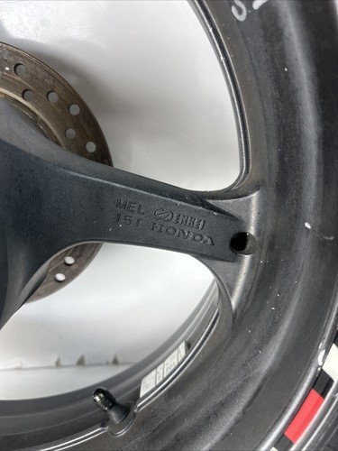 04-05 Honda CBR1000RR Rear Wheel Rim w Brake Rotor Tire CBR1000 Oem STRAIGHT BLK - Picture 13 of 14