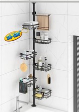 Corner Shower Caddy Organizer Tension Pole, Adjustable 6 Shower Shelves Corne...