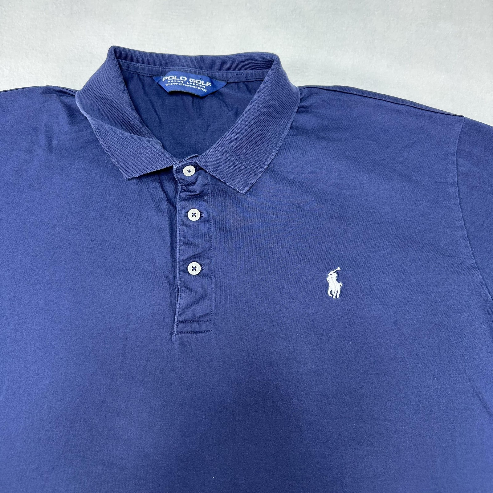Polo Golf Ralph Lauren Polo Shirt Mens 2XL Blue Solid Pima Cotton Pony Golf Prep thumbnail 2