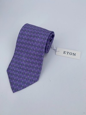 Eton Tie Mens One Size Purple Micro Print Silk Business Necktie Italy Made NWT