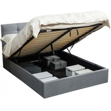 HOMCOM Upholstered Ottoman Bed, 5ft King Storage Bed Frame, Grey