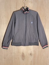 Bench Men's Full Zip Track Jacket Gray Striped Collar Pockets Size S