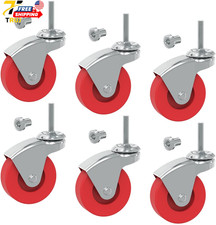 6 Pcs Swivel Caster Wheel Creeper Cart Stool Post Mount Replacement Heavy Duty