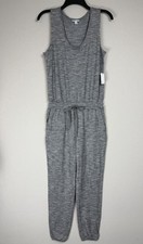 Sleeveless Jumpsuit S Heather Gray Drawstring Waist Lounge Casual Soft NWT