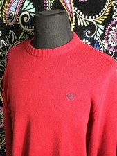 Chaps Mens Large L/G Long Sleeve Cotton Sweater Red Classic Fit