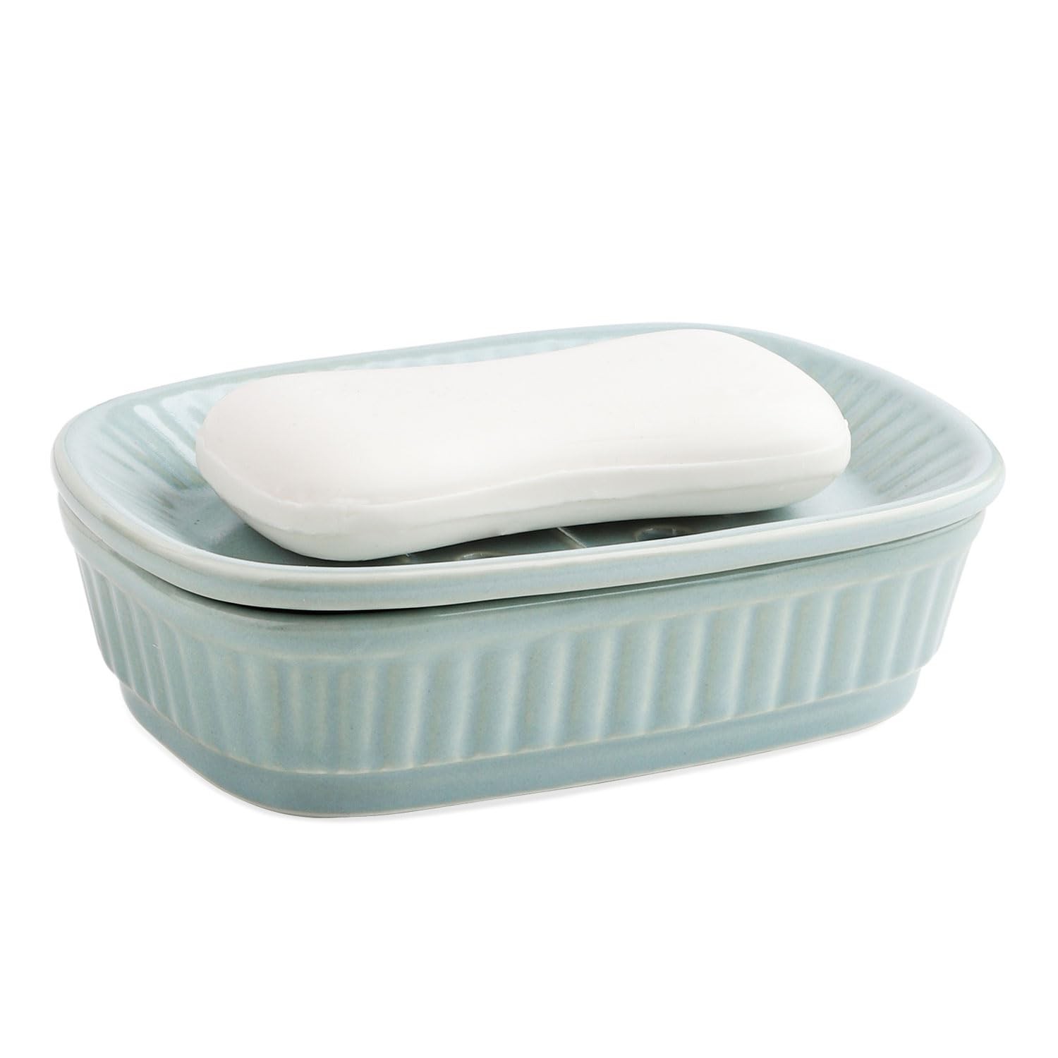 Green Ceramic Soap Dish Self Draining Soap Dish For Kitchen Sink Decorative Bath