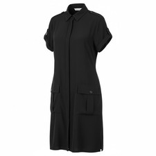 Calvin Klein Dress Womens 4 Black Shirtdress Rayon Blend Utility Pockets