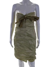 Nicole Miller Collection Womens Sweetheart Neckline Fitted Mini Dress Gold Size