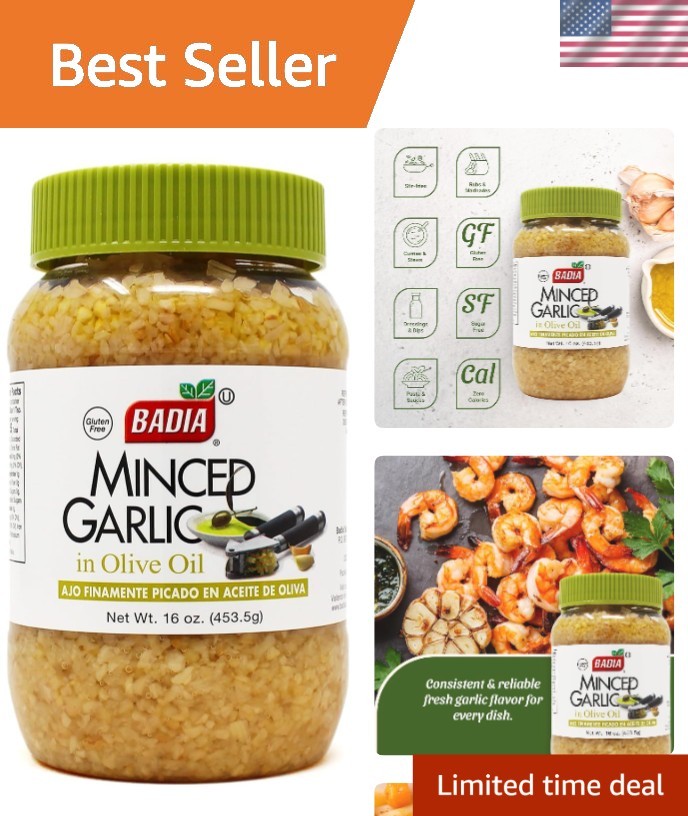 16 oz Jar of Rich Minced Garlic in Olive Oil - A Versatile C